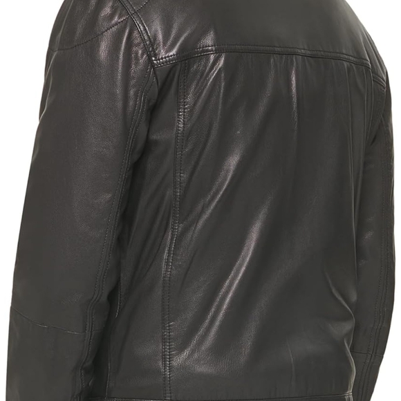 Cole Haan Black Leather Military Jacket - Picture 6 of 8